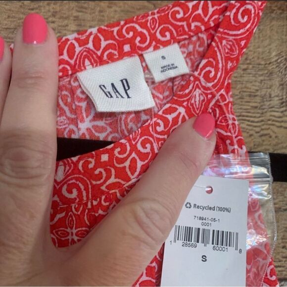 GAP new pink orange sleeveless shorts romper‎ elastic waist, size small - Picture 5 of 7